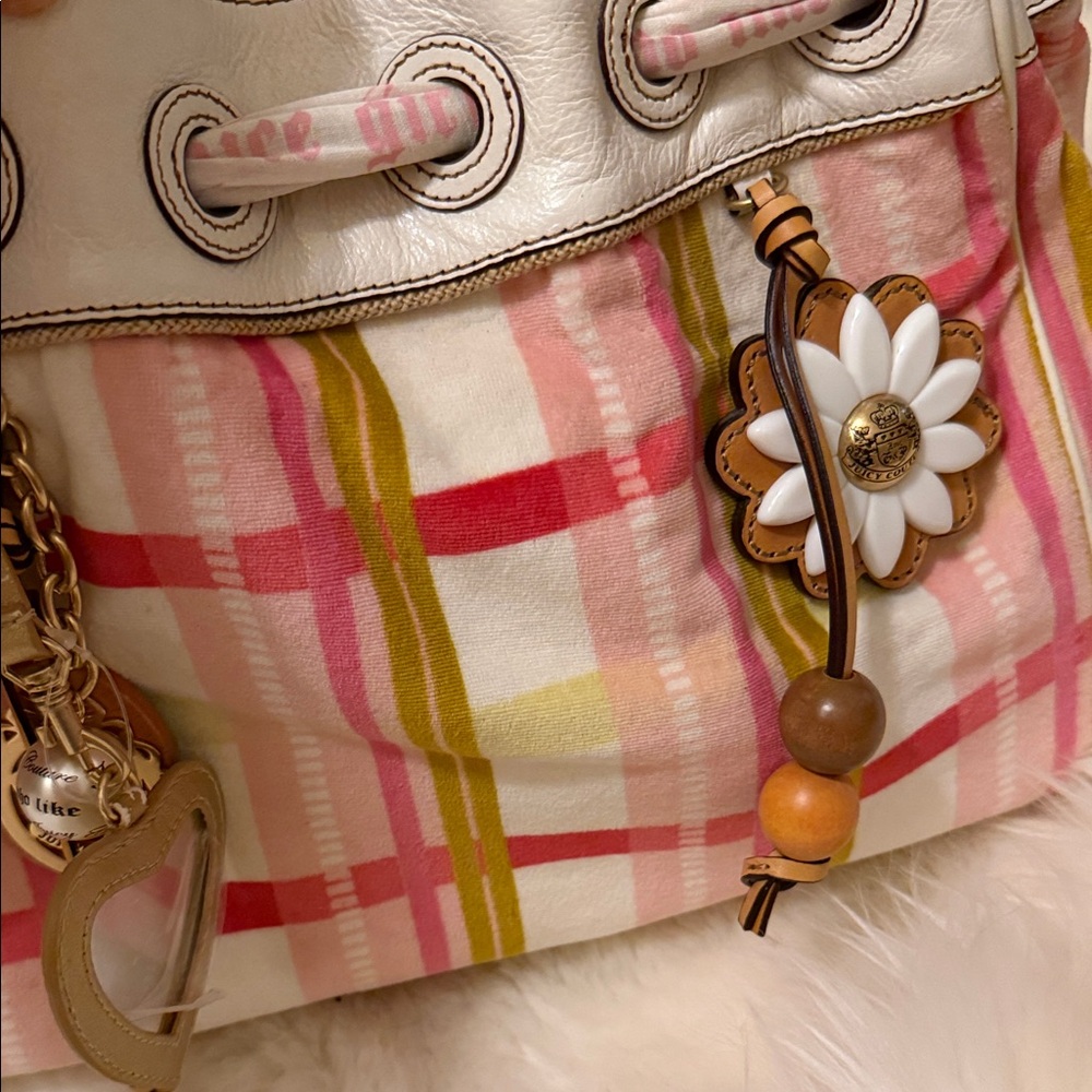 Y2K Authentic Juicy Couture Pink and Yellow Plaid Daydreamer Bag 💕 - Picture 3 of 17
